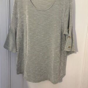 Chic Striped Women's Blouse in Gray